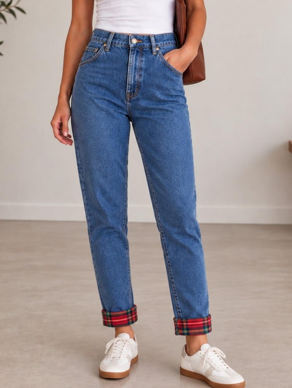 Vintage 80s L.L. Bean Plaid Flannel Lined Blue Denim Vintage Size 12 Womens